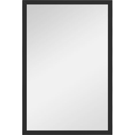Miroir mural rectangulaire avec crochets, verre et MDF, 40 x 60 cm, noir (1/5)