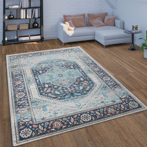Paco Home In- & Outdoor-Teppich Für Balkon Terrasse, Kurzflor Mit Orient-Design In Blau 140x200 cm