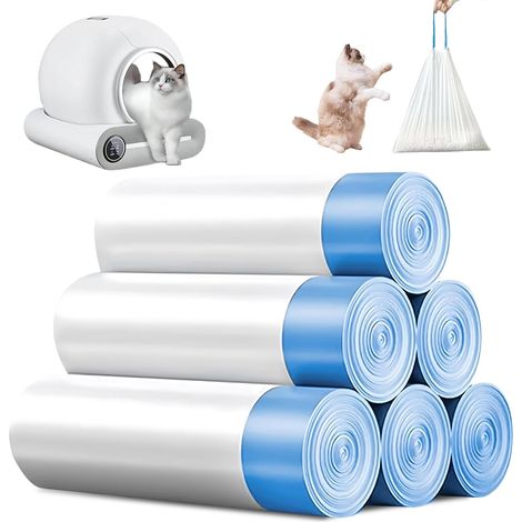 Hygienic Cat Litter Bags: 90 Pieces 6 Rolls Cat Litter Bag Liners, Large Disposable Cat Litter Liners for Cat Litter Tray, Pet Waste (1/5)