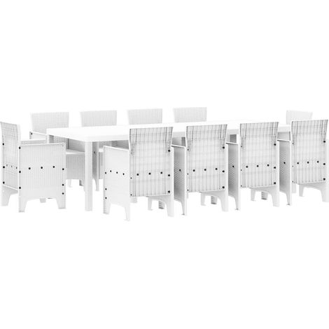 Maison Exclusive - Set da Pranzo per Giardino 11 pz Bianco Polipropilene (1/5)