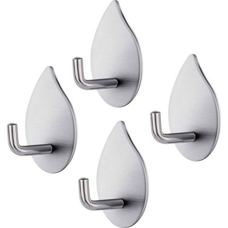 Klebehaken, 4 Stück, selbstklebende Haken, Wandhaken aus Edelstahl 304, wasserfeste Wandhaken, 3 kg (1/4)