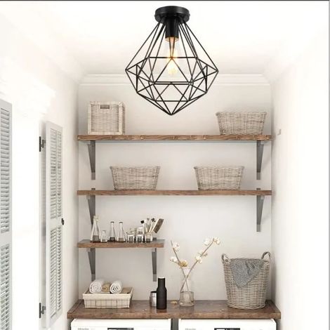 kawoo Plafonnier Vintage,Lampe Plafonnier Industrielle en Cage Fer Style Edison pour Salon Chambre (1/4)