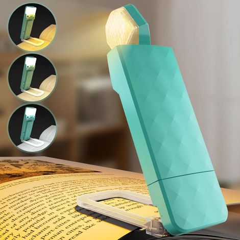 Lámpara de lectura LED recargable ultraportátil, con clip, 3 colores y 5 niveles de brillo. (1/5)