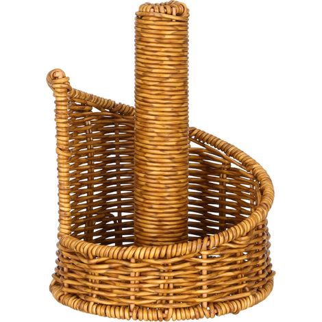 Porte-Rouleau de Papier Toilette sur Pied - Support pour Papier Toilette - Boîte de Rangement en rotin Imitation pour Rouleau de de Rechange (1/5)