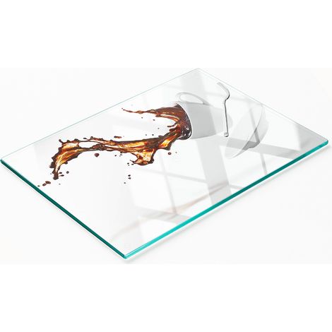 Planche à découper décorative multifonctionnelle en verre pour la cuisine, motif café renversé, 80 x 52 cm (1/5)