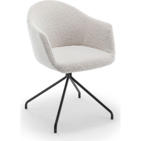 Drawer – Chaise de bureau tissu bouclette 100% polyester – Dossier enveloppant – Assise rembourrée – Accoudoirs – Socle pivotant (1/5)