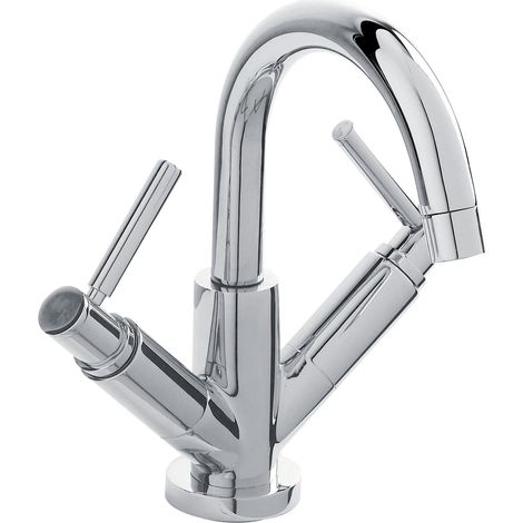 Hudson Reed Tec Lever Cloakroom Mono Basin Mixer Tap Dual Handle with Waste - Chrome (1/5)