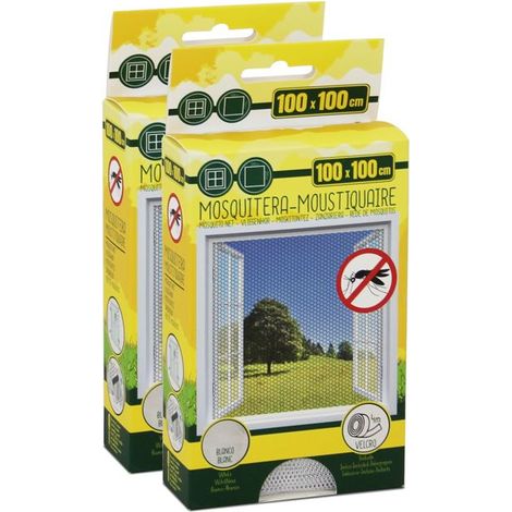 Lot de 2 Moustiquaire de Fenêtre 100 x 100 cm avec Fixation auto-agrippante, protection contre moustiques, mouches et araignées (1/5)