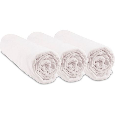 Lot de 3 Draps housse Couffin 32x72 cm 100% Coton Blanc (1/4)