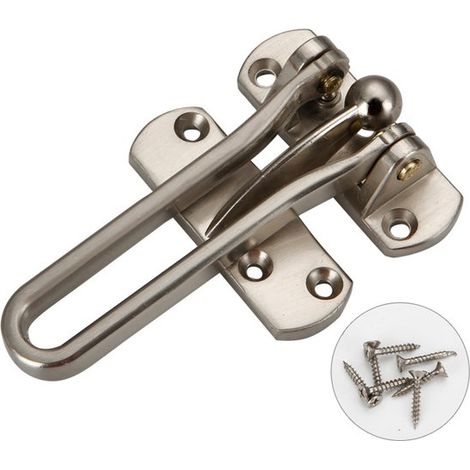 Cerradura para puerta interior, Con 7 tornillos, Metal, Tope de puerta de apertura interior, Cerradura para portón, Puerta segura, Plateada (1/5)