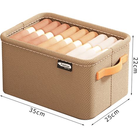 - BOITE DE RANGEMENT - Organisateur pliable pour vêtements/pantalons, rangement tiroir/placard/jouets - Kaki Médium