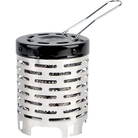 Réchaud à gaz de camping, chauffage en métal, mini-chauffage de camping avec une poignée, chauffage de tente avec couvercle en acier inoxydable, pour le camping et la randonnée. (1/5)