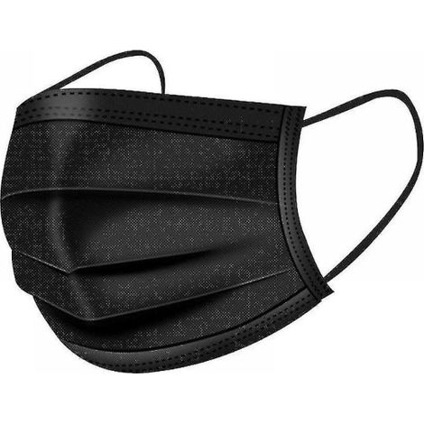 100pcs Disposable Face Masks  Breathable Triple Layer Mouth Cover With Elastic Ear Loops(black) (1/4)