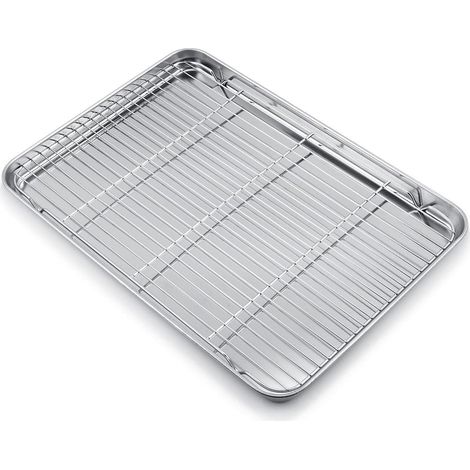 Plaques de cuisson rectangulaires en acier inoxydable avec grille de refroidissement (1/5)