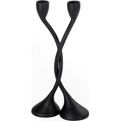 Schwarzer Kerzenhalter aus Metall, hoher Kerzenständer für elegante Kerzenlicht-Dinner (1/5)