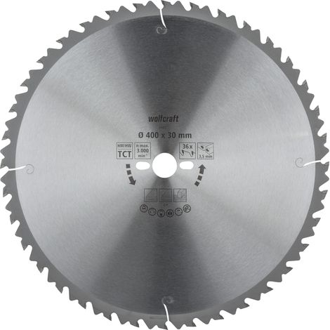 6668000 1 Lame de Scie Circulaire de Table Ø 400 mm, Ct, Alésage Ø 30 mm, 36 Dents, Surface Polie, Denture Sablée Et Alternée Pour Coupes Longitudinales avec Déflecteur de Copeaux Argent (1/4)