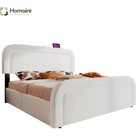Bettgestell Weiß aus Polyester 208 x 170 x 102.5 cm HOMAIRE (1/5)