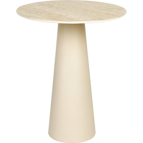 Table d'appoint ronde effet travertin ø40cm H52cm - Beige - Joya (1/5)