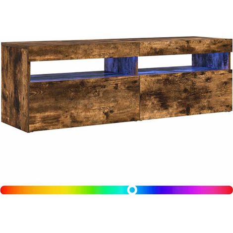 Mobile TV  Armadietto TV  Mobile Porta TV con Luci LED Rovere Fumo 120x35x40 cm (1/5)