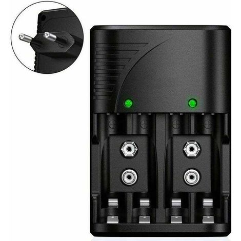 Caricabatterie universale per batterie AA/AAA/9V, modello 6802, rapido, per batterie ricaricabili NiMH AA/AAA o 9V, con indicatore LED, compatibile con voltaggio mondiale. (1/3)