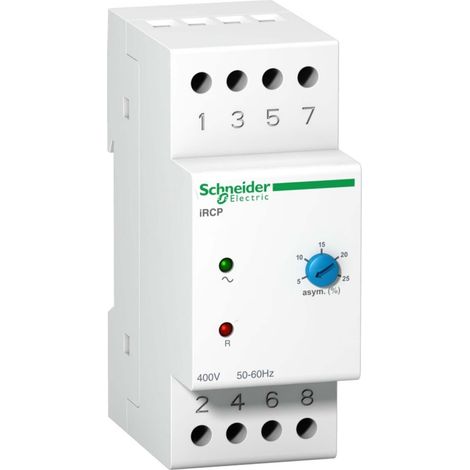 RCP ACTI 9 8A 400V AC-Steuerrelais mit Asymmetrieausgleich und DIN-Schienenmontage