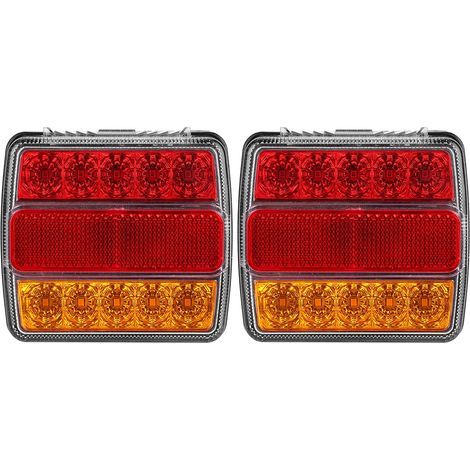 2Pcs Feux Arrière 12V 16LED Bicolores pour Remorque Camion (Verre Rouge Jaune) (1/5)
