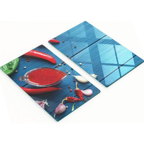 Elegantes y duraderas tablas de vidrio con estampado de salsa de chile, de madera, 2 x 30 x 52 cm.