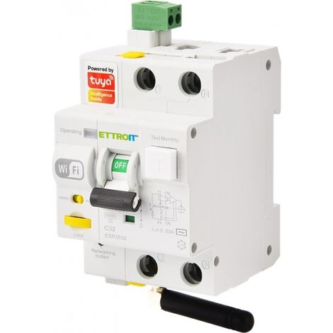 ETTROIT Differenzialschutzschalter 1P+N Tuya Smart Wi-Fi RCBO 32A 30ma 6Ka SKU ESR3532 (1/3)