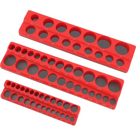 Ortviai Lot de 3 supports magnétiques pour douilles 1/4", 3/8", 1/2" – rangement compact et sécurisé pour boîtes à outils (1/5)