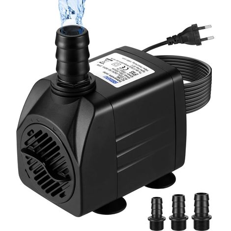 Pompe à Eau Submersible 1800 L/H 25W Heuchaey - Ultra-Silencieuse avec 3 Buses pour Aquarium, Fontaine et Bassin (1/5)