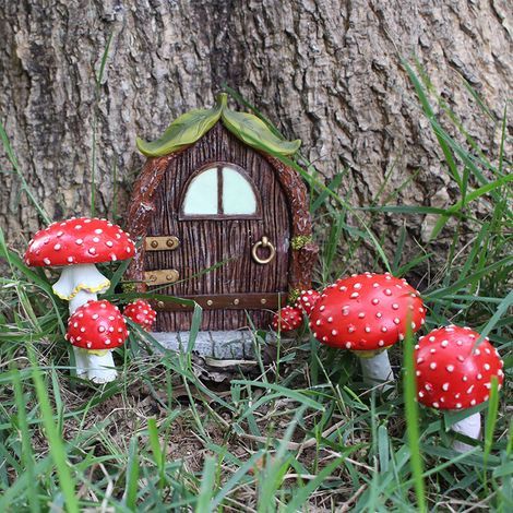 Superniedliches Feenhaus aus Kunstharz, Gartendekoration, im Dunkeln leuchtendes Modell, Mini-Außenskulptur (1/5)