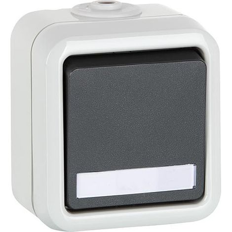 Interrupteur a bascule en saillie PEHA IP44,gris, avec champ d'inscription D 626 WAB NA