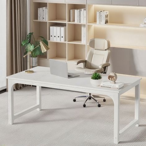 Laptoptisch, Schreibtisch für Homeoffice, Arbeitsplatz für Büro und Schlafzimmer, Weiß