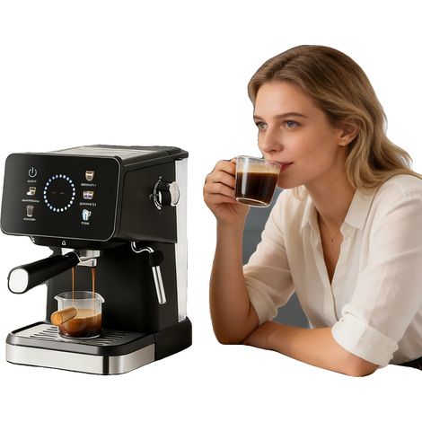Espressomaschine, 20 Bar Druck, 1200 Watt, 1,5 Liter Kapazität, kompaktes Design, Touchscreen-Steuerung (1/5)