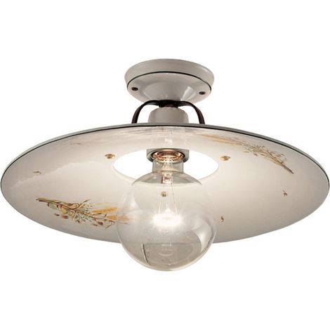 Plafoniera Classica Bologna Metallo E Ceramica Nero Sfumato Rame 30Cm 1 Luce E27 (1/4)