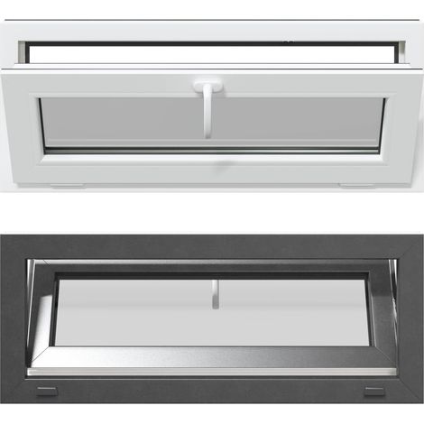 Ventana de sótano RISOR 110 x 40 cm PVC y vidrio Gris antracita vidaXL