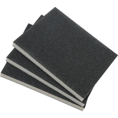 Set de 3 éponges abrasives à grain fin, moyen & gros pour le bois et le métal - papier abrasif utilisable à sec et à l'eau (1/5)