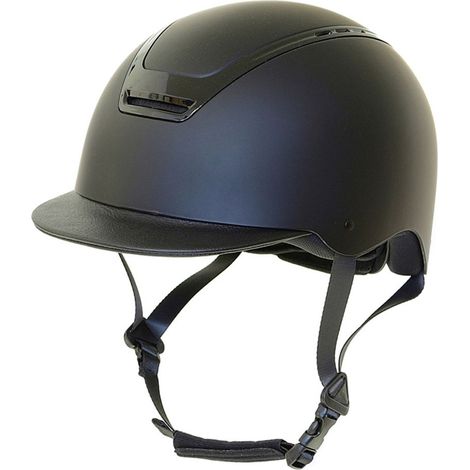50-53 cm, Nero opaco: Casco da equitazione ABS regolabile con rotella e finitura opaca con visiera e fodera staccabile