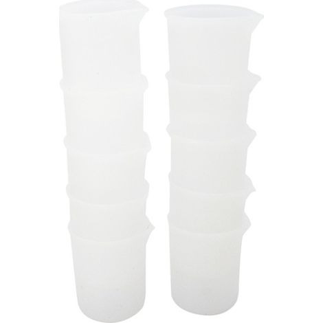 Set of 10 transparent white silicone measuring cups, no washing required, with graduations, 100 ml (1/5)