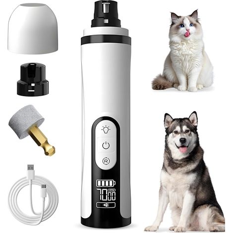 Coupe-ongles électrique pour chiens et chats, batterie 2000 mAh, 3 vitesses, sans fil, avec lumière LED.-AquaForge (1/5)