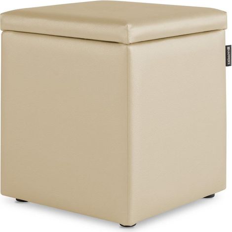 Puff Cubo Arcón Polipiel Crudo 1 UNIDAD Crudo