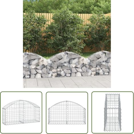 The Living Store Panier de gabions arqué 100x30x40/60 cm Fer galvanisé - Paniers De Gabions - Mur De Gabions - Clôture De Jardin - Décoration Jardin - Barrieres Jardin (1/5)
