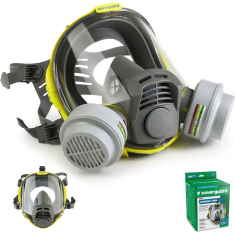 Coverguard – Masque de protection respiratoire en silicone – Bi-cartouches à bayonnette – Classe 3 pour filtration avancée des particules et gaz nocifs (1/5)