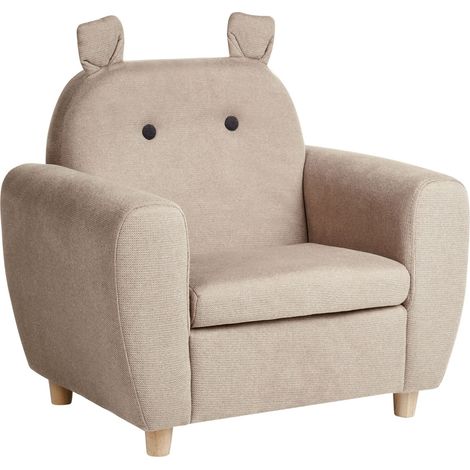 Kids Armchair Hippo MARIBO Fabric Taupe