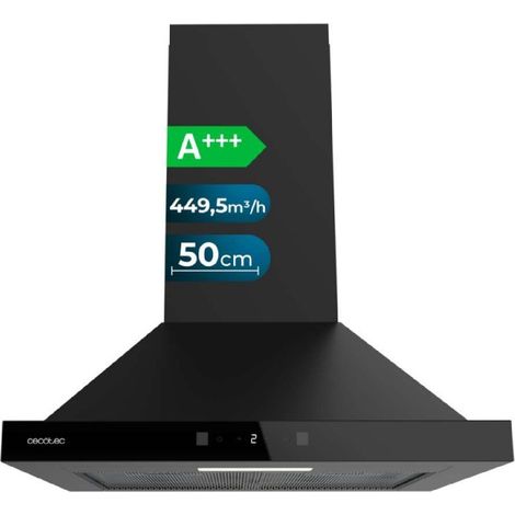 Cecotec Hotte pyramidale 50 cm Bolero Flux PT 504400 Black (A++). Verre frontal noir, 449,5 m³/h. (1/4)
