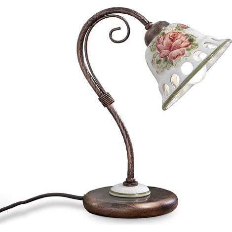 Lumetto Classico Napoli Metallo E Ceramica Nero Sfumato Rame 1 Luce E14 (1/5)