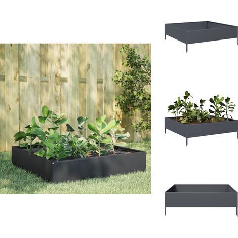 Lit surélevé de jardin anthracite 100x100x33,5 cm acier - Lit Surélevé De Jardin - Lits Surélevés De Jardin - Lit Surélevé - Lit De Jardin Surélevé (1/5)
