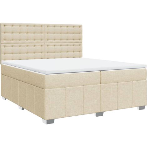 Maison Exclusive - Giroletto a Molle con Materasso Crema 200x200 cm in Tessuto