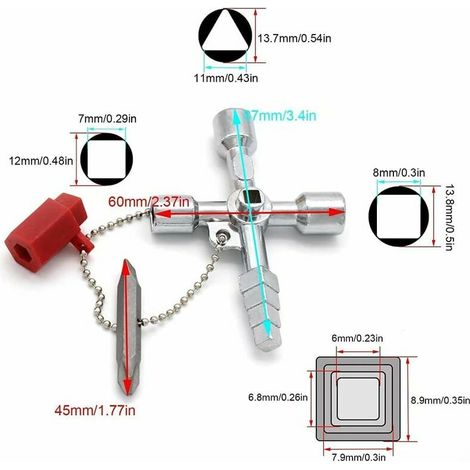 Multi Radiator Key (Silver) Universal keys, triangle keys, flat keys, open-ended keys ...