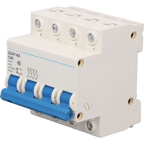 Disjoncteur miniature 4P pour montage sur rail DIN, interrupteur de protection basse tension 400 V 40 A DZ47‑63 C40 (1/5)